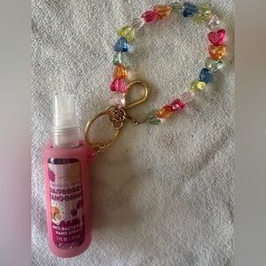 Raspberry Tangerine Hand Sanitizer with Colorful Heart Bead Lanyard